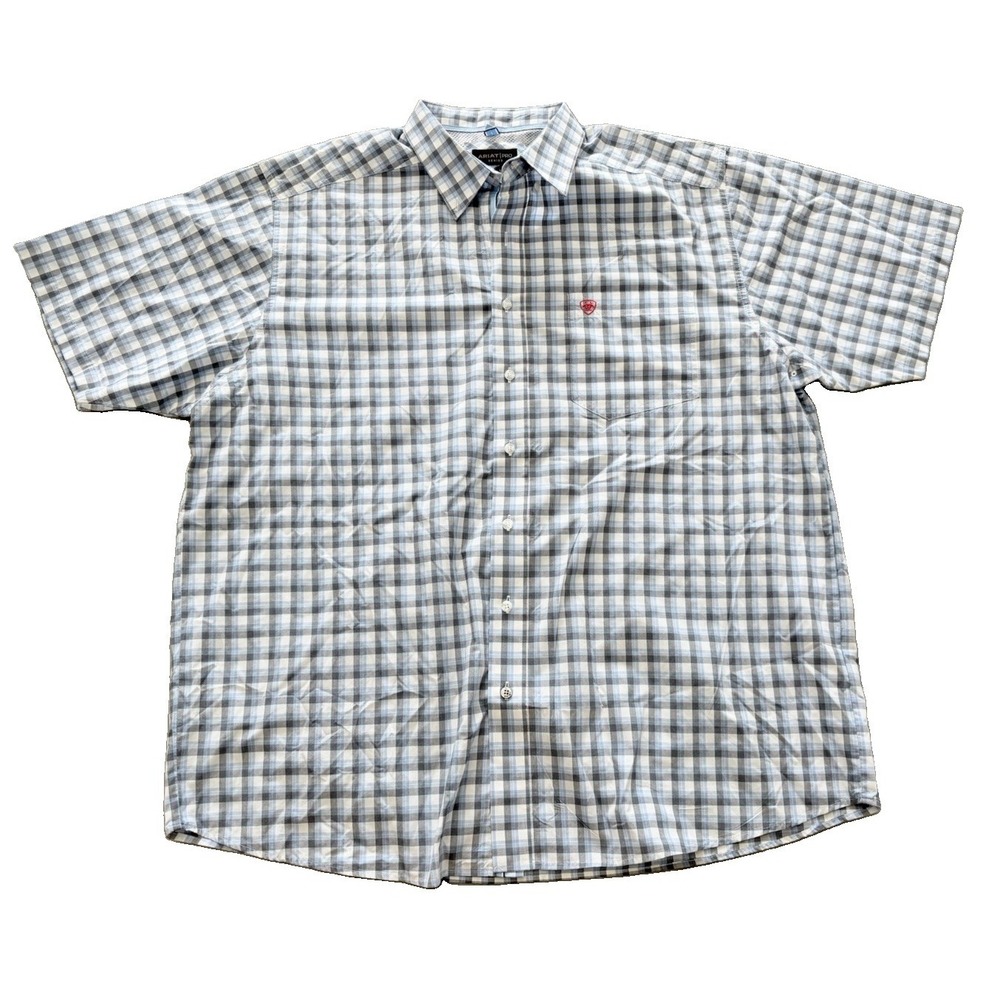 Ariat Pro Series Men's XXL Plaid Short Sleeve Western Shirt Performance Rodeo